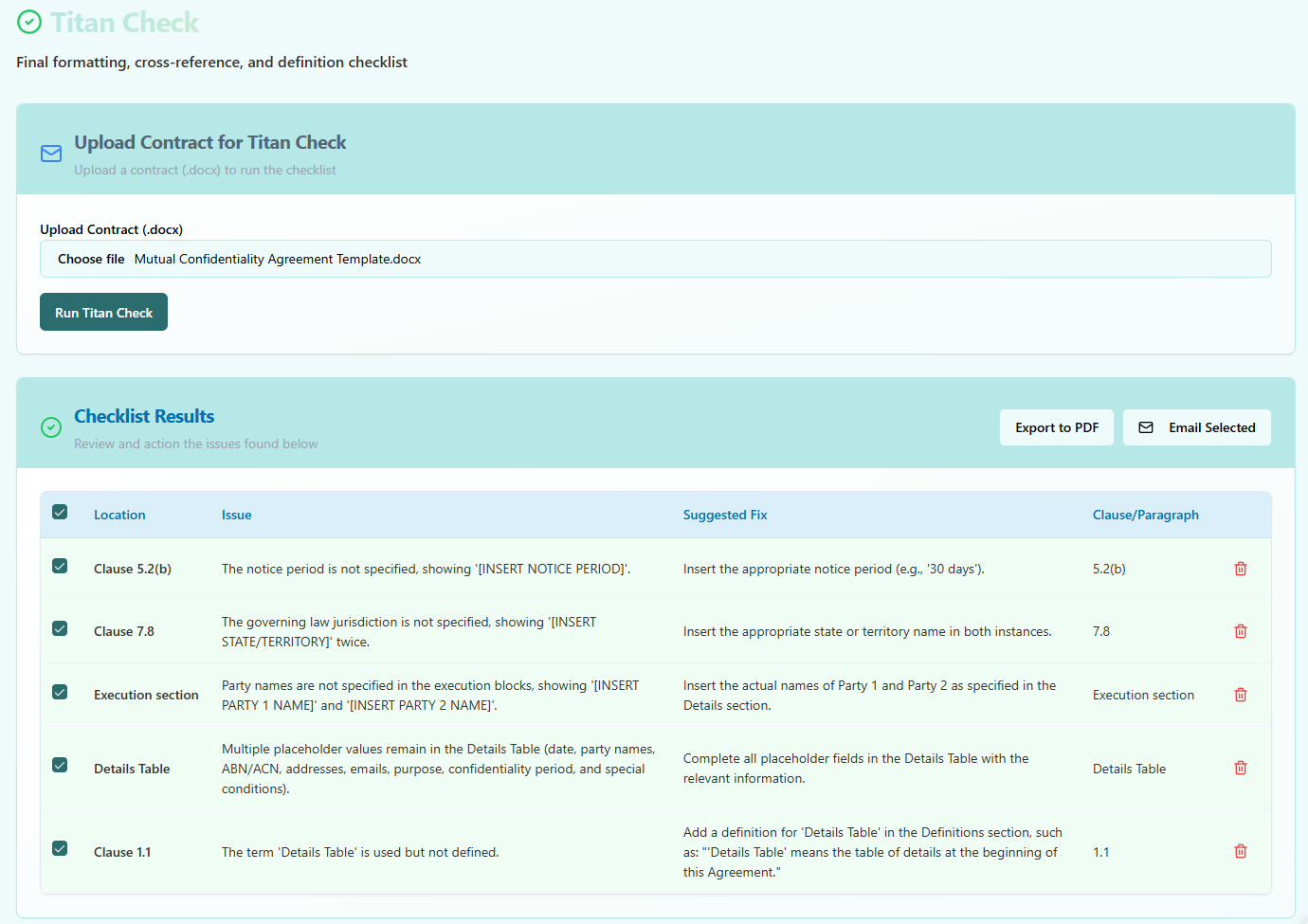 Titan Check Interface