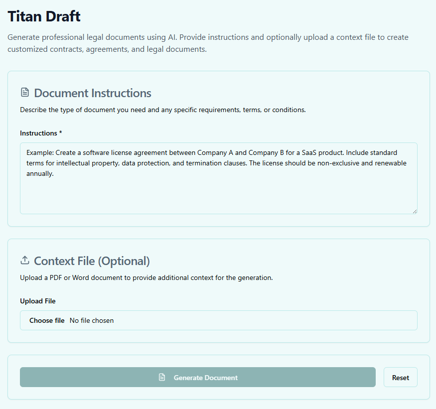 Titan Draft Interface